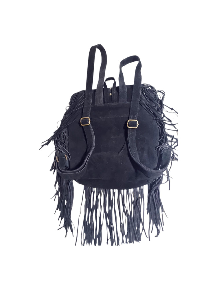 Pink Suede Fringe Backpack: Handmade Boho Festival Rucksack