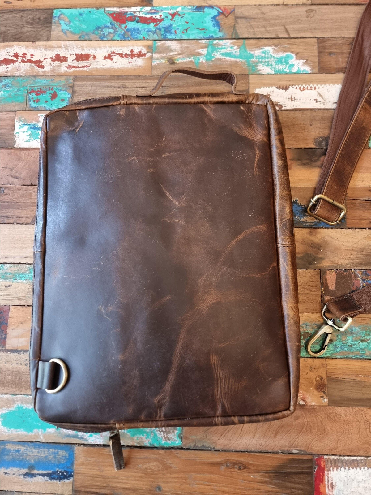 Full Grain Leather Laptop Messenger Bag: 15" Vintage Briefcase