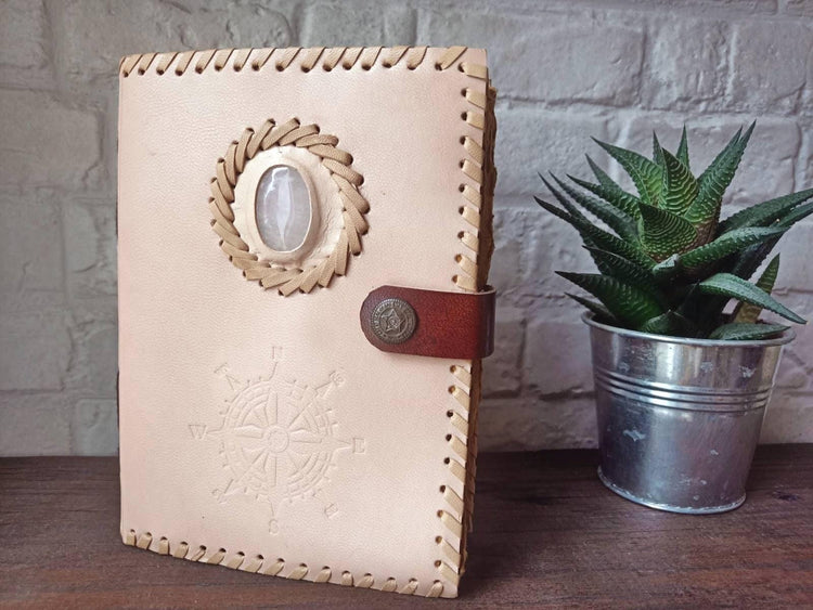 Nautical Compass Journal, Leather Travel Diary with Quartz, Handmade Adventure Notebook, Unisex Travel Journal, Explorer Gift, Leather Diary