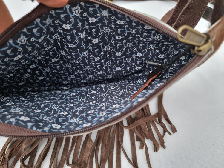 Cowhide Leather Fringe Bum Bag: Western Festival Fanny Pack