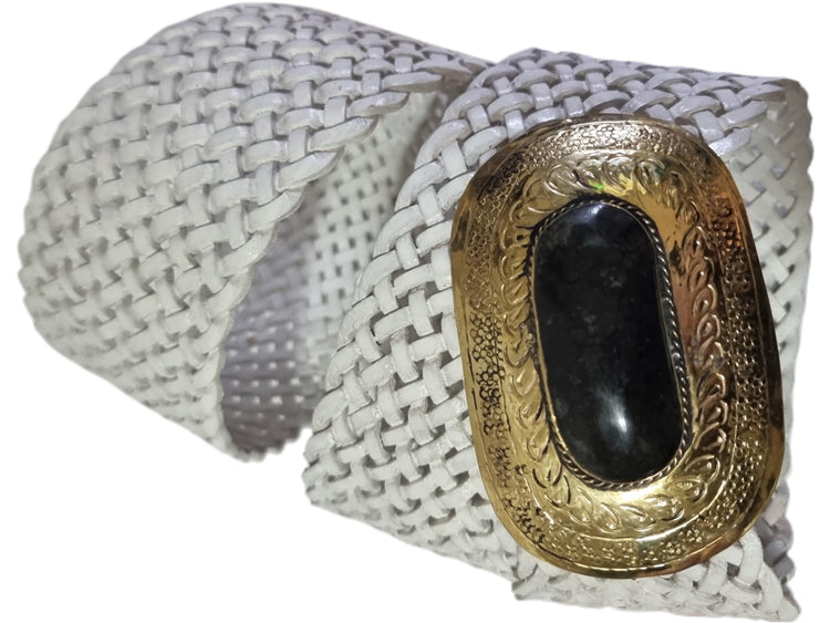Braided White Leather Belt: Moroccan Boho Western Style