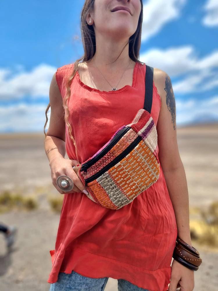 Alpaca Wool Bum Bag: Boho Festival Fanny Pack, Fair Trade Hippie Belt