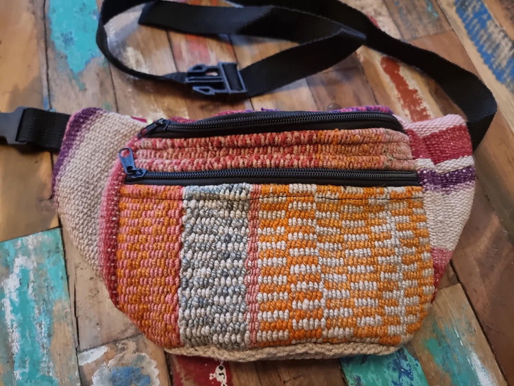 Alpaca Wool Bum Bag: Boho Festival Fanny Pack, Fair Trade Hippie Belt
