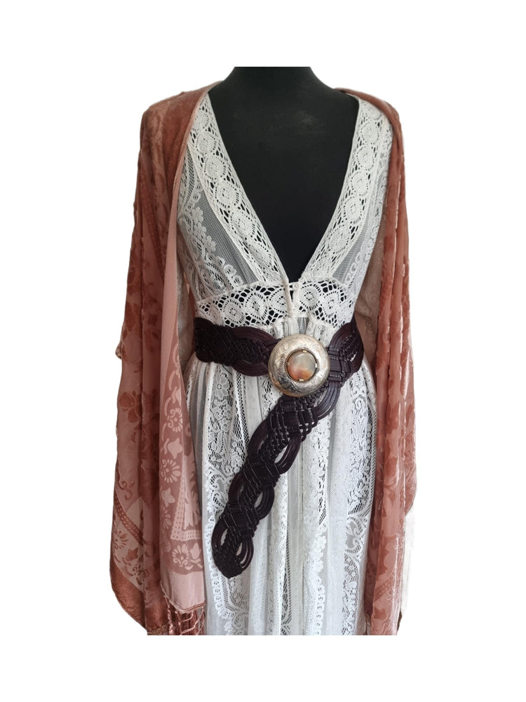 Wide Braided Leather Belt: Boho Western Buckle, Full Grain Leather