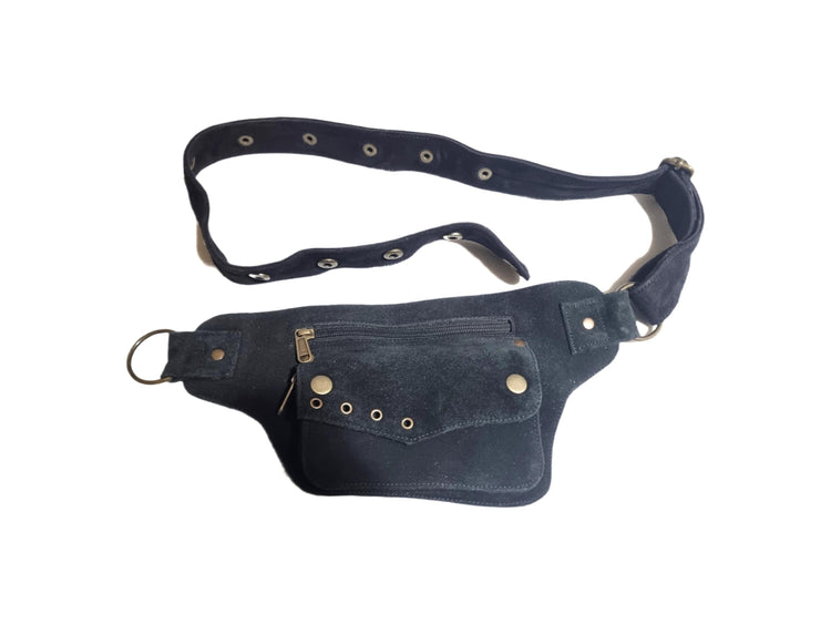 Handmade Suede Leather Festival Belt Bag: Vintage Travel Fanny Pack