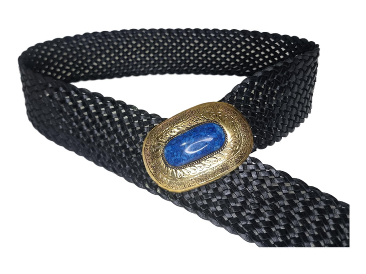 Braided Leather Corset Belt: Boho Western Style with Engraved Gold Buckle