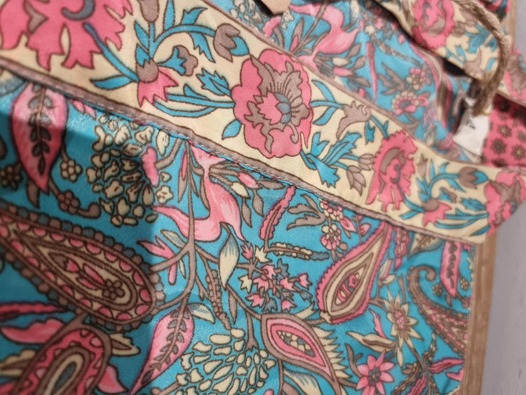 Boho Silk Kimono Jacket, Patchwork Floral Kimono, Handmade Indian Silk Jacket, Festival Cover Up, Hippie Beachwear, Summer Cardigan