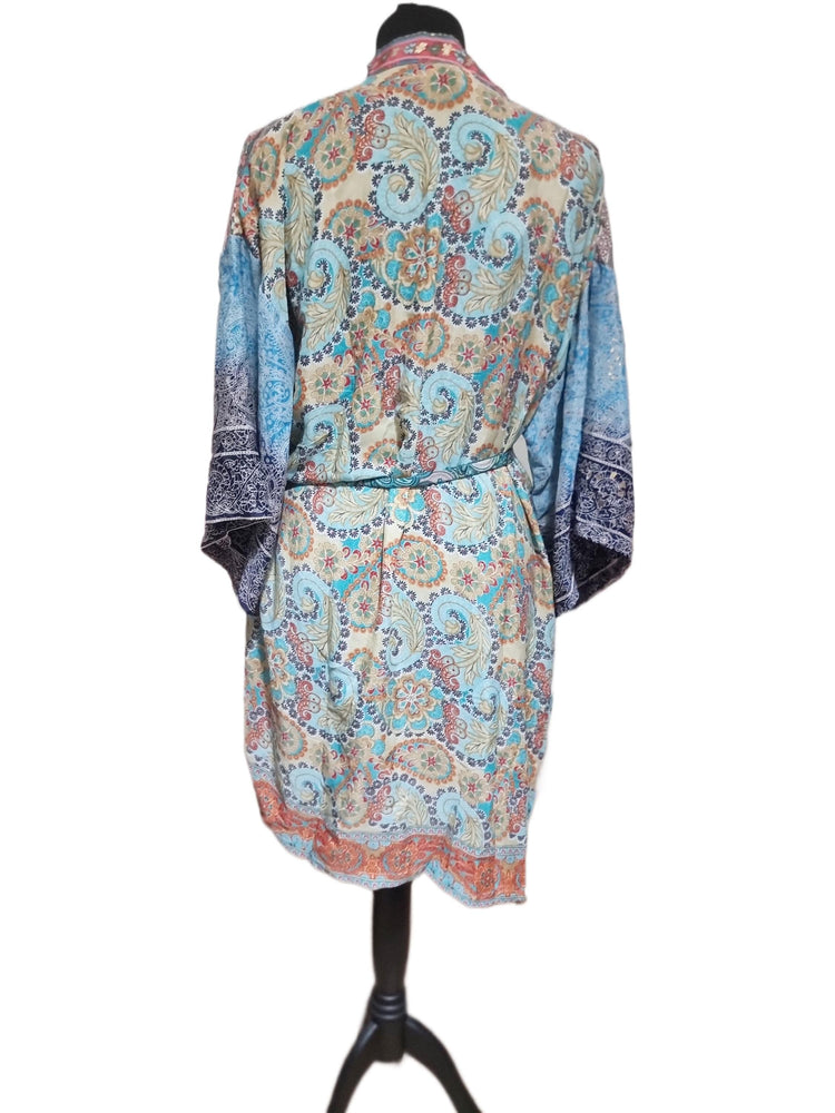 Boho Silk Kimono Jacket: Recycled Indian Patchwork Robe