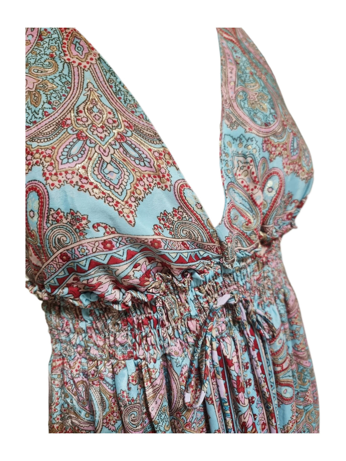 Silk Paisley Maxi Dress: Strappy Boho Beach Dress