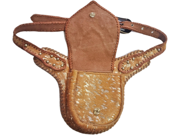 Handcrafted Suede Leather Sling Bag: Beaded Boho Crossbody Fanny Pack