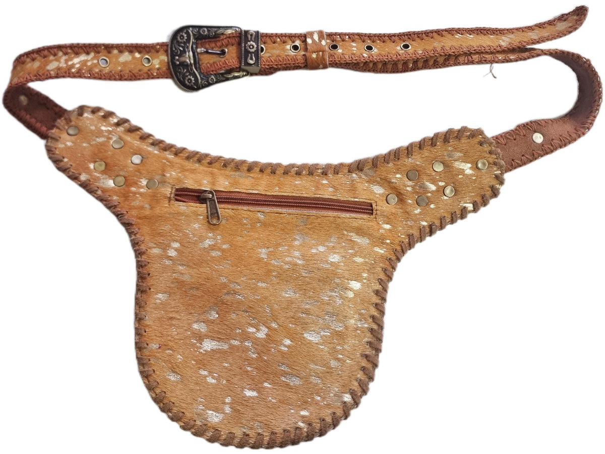 Handcrafted Suede Leather Sling Bag: Beaded Boho Crossbody Fanny Pack