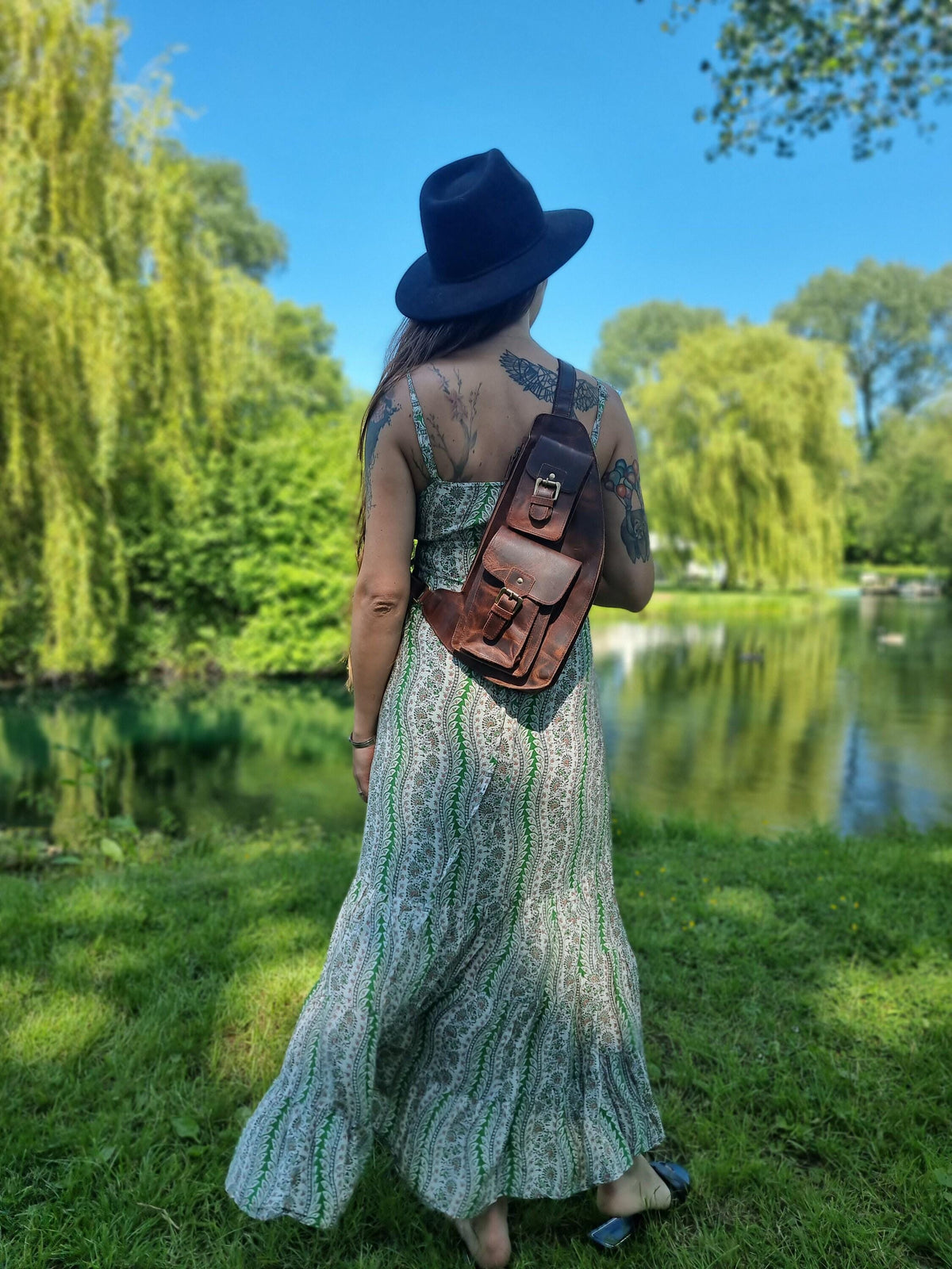 Handmade Dark Brown Leather Chest Bag: Unisex Sling Fanny Pack