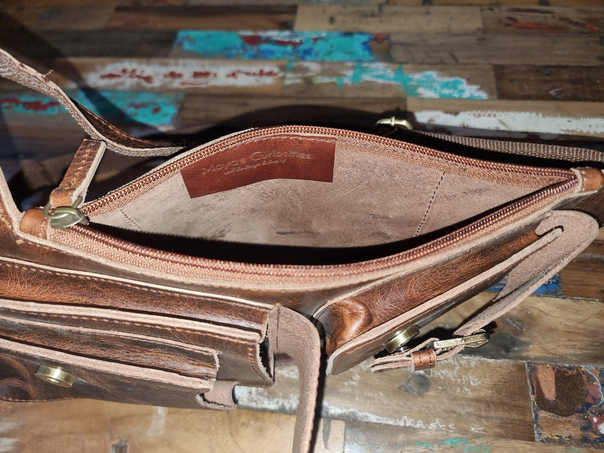 Handmade Dark Brown Leather Chest Bag: Unisex Sling Fanny Pack