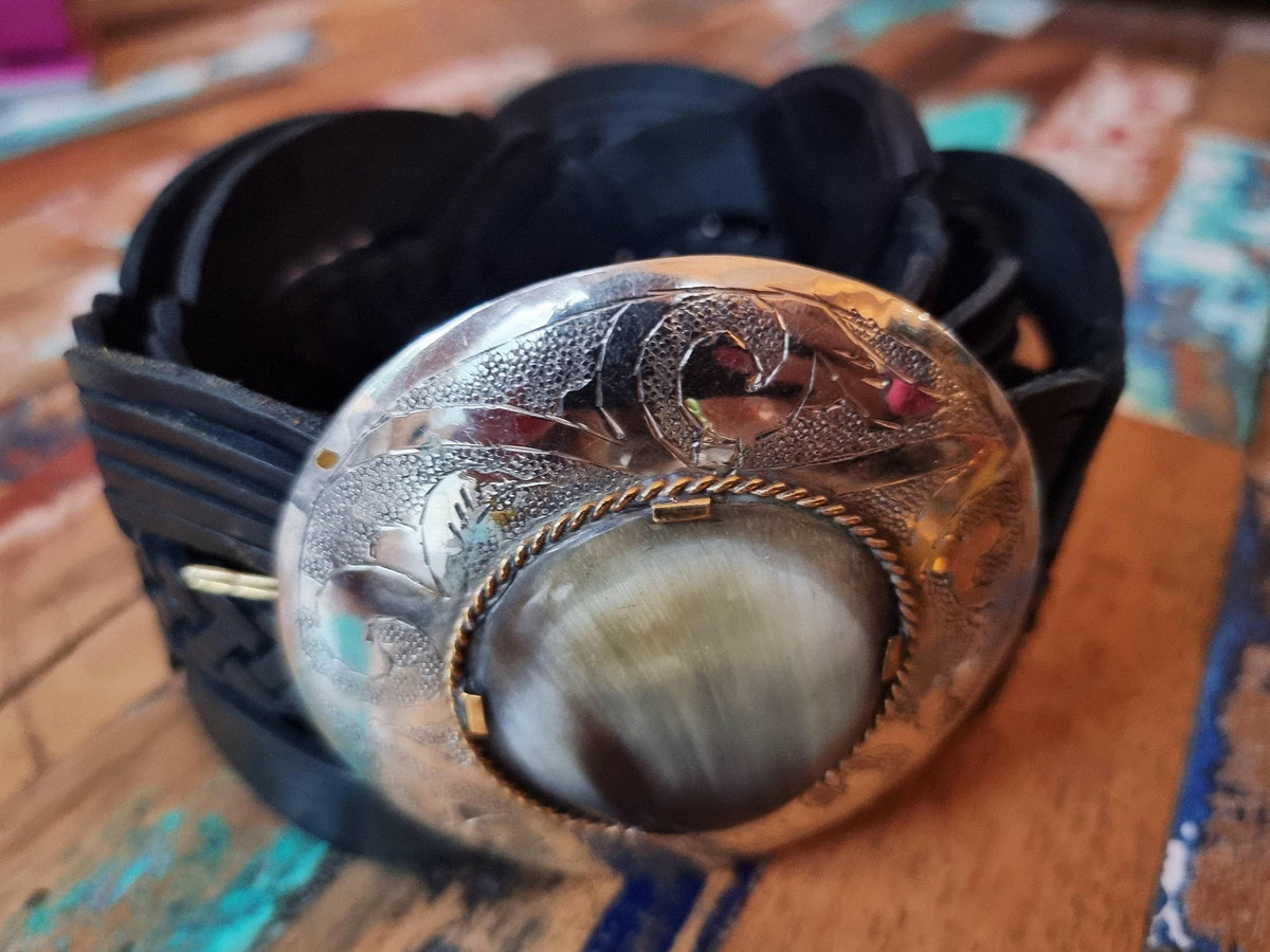 Braided Leather Belt Boho - Adjustable Waist Belt Vintage Style, Engraved Silver Western Buckle