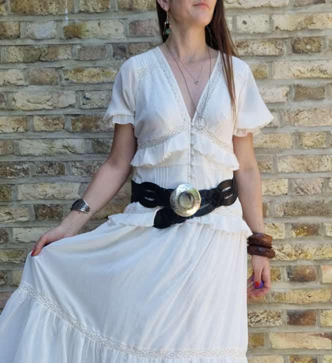Braided Leather Belt Boho - Adjustable Waist Belt Vintage Style, Engraved Silver Western Buckle