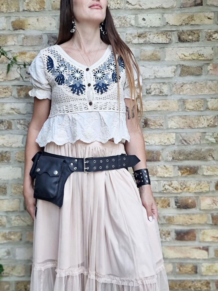 Vegan Leather Fanny Pack: Steampunk Biker Belt with Multiple Pockets