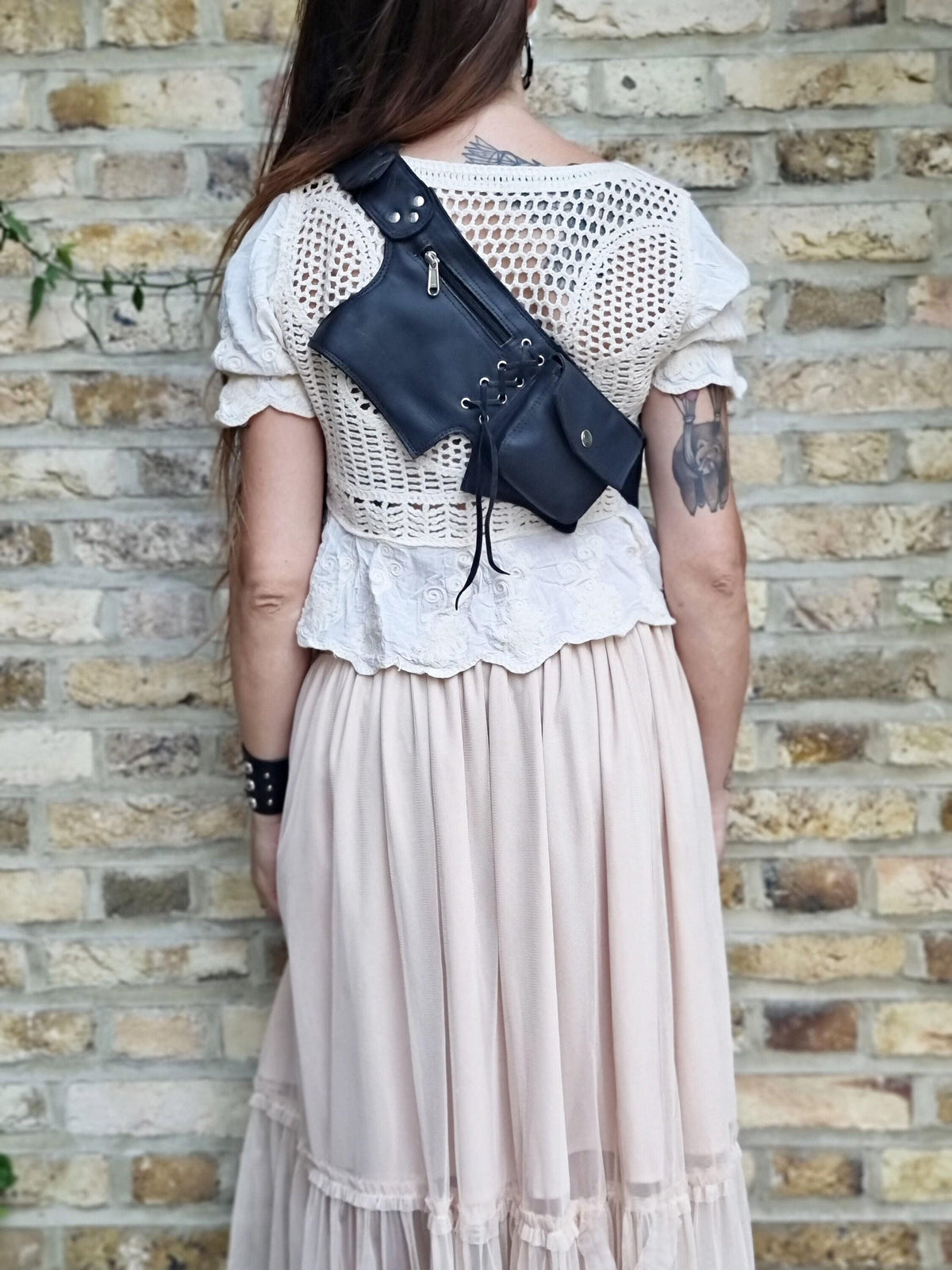 Vegan Leather Fanny Pack: Steampunk Biker Belt with Multiple Pockets