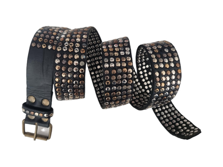 Handmade Buffalo Leather Biker Belt: Rivet Steampunk Design
