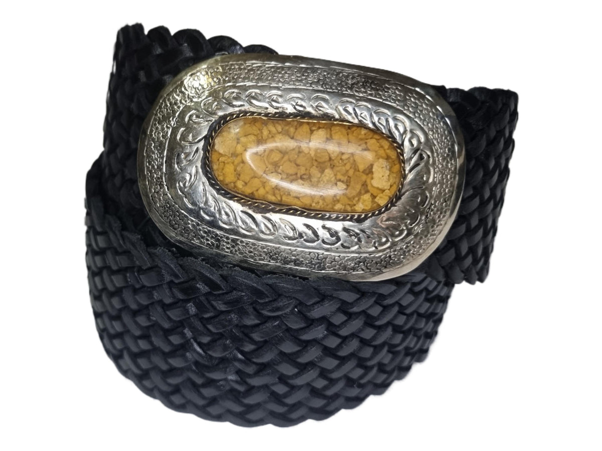 Hand Braided Wide Leather Corset Belt: Boho Western Buckle