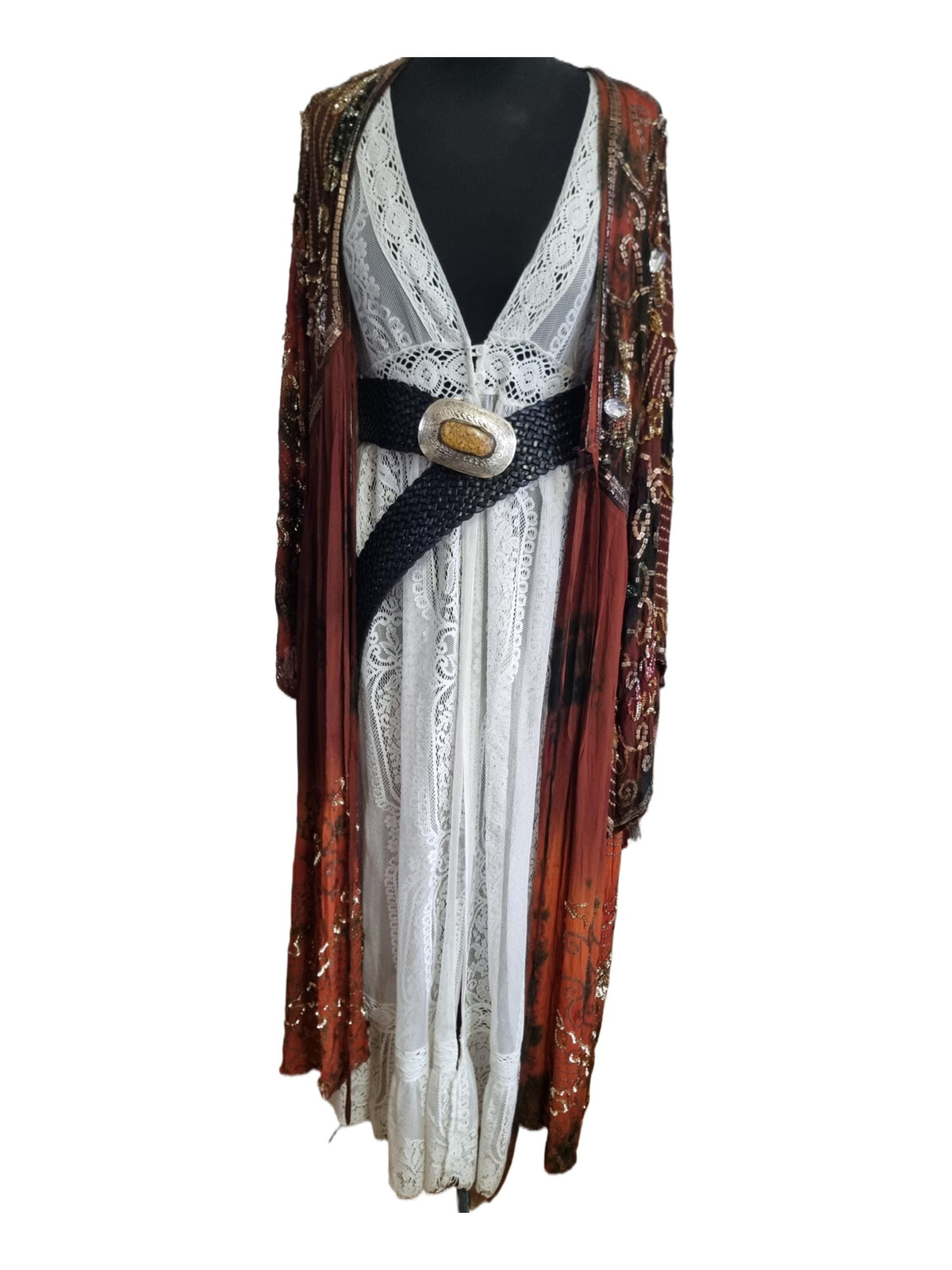 Hand Braided Wide Leather Corset Belt: Boho Western Buckle
