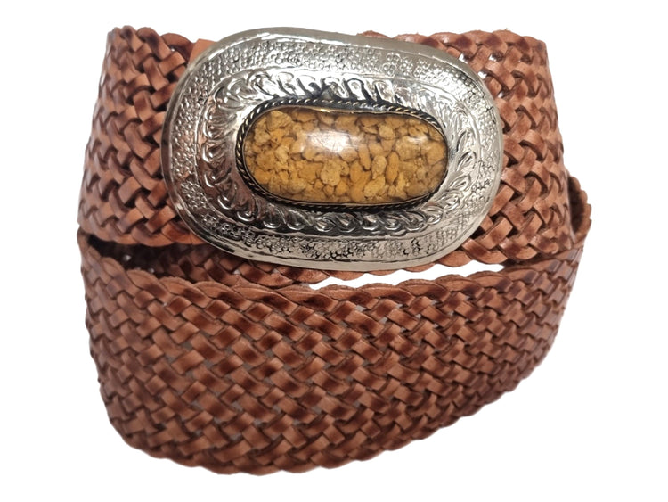 Braided Leather Western Belt: Silver Buckle, Boho Corset Waist Belt