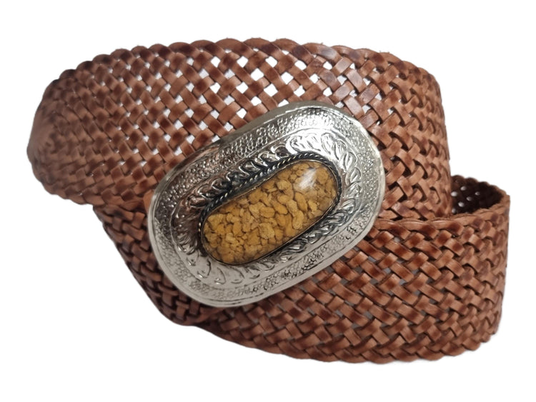 Braided Leather Western Belt: Silver Buckle, Boho Corset Waist Belt