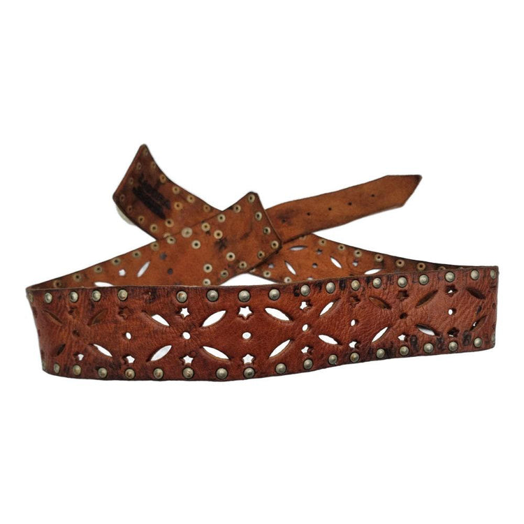 Studded Cut Out Leather Belt: Boho Moroccan Waist Belt