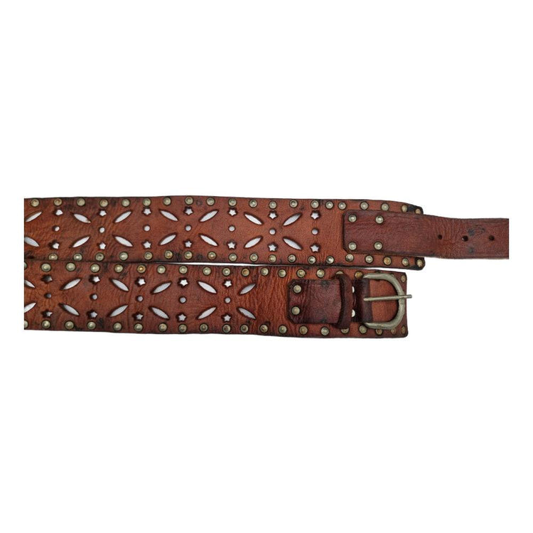 Studded Cut Out Leather Belt: Boho Moroccan Waist Belt