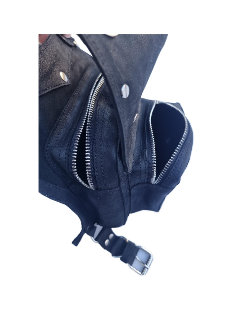 Handmade Leather Leg Bag: Steampunk Biker Fanny Pack