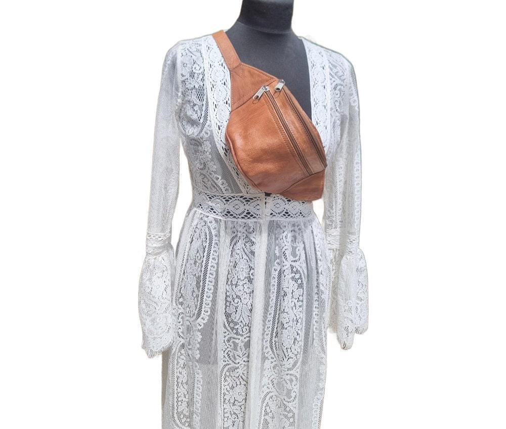 Boho Leather Bum Bag: Handmade Tan Brown Fanny Pack