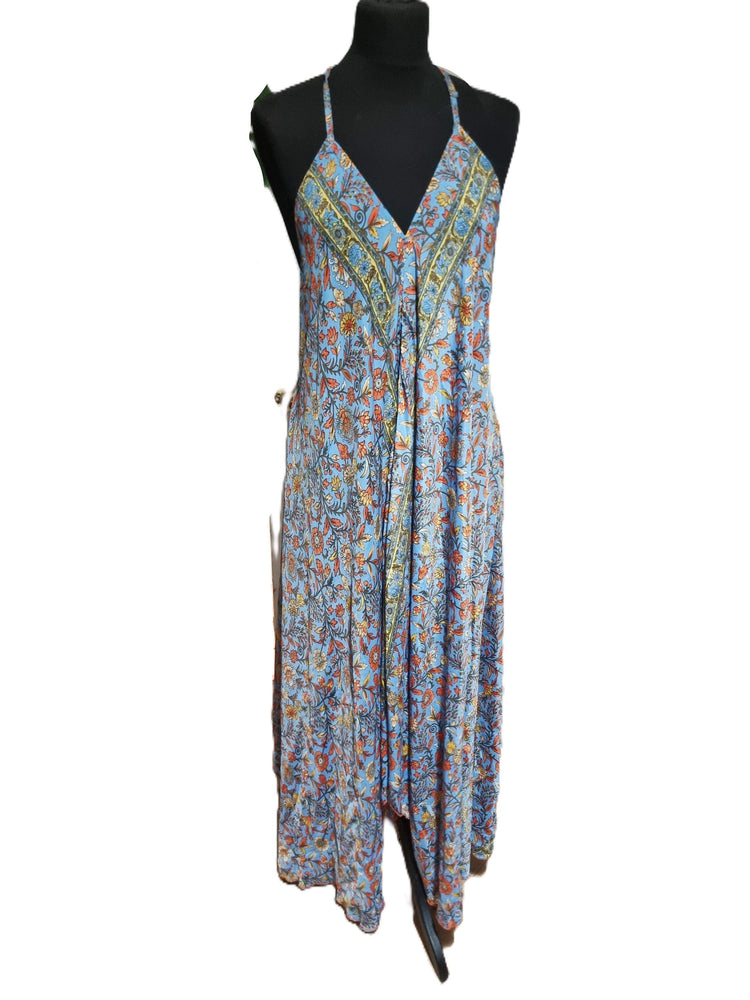 Silk Floral Print Maxi Dress: Sleeveless Boho Beach Dress