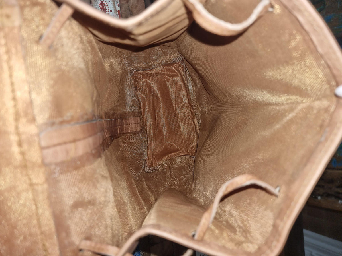Vintage Leather Backpack, 1970s Hippie Rucksack, Tan Brown Leather Bag, Boho Backpack, Womens Festival Bag