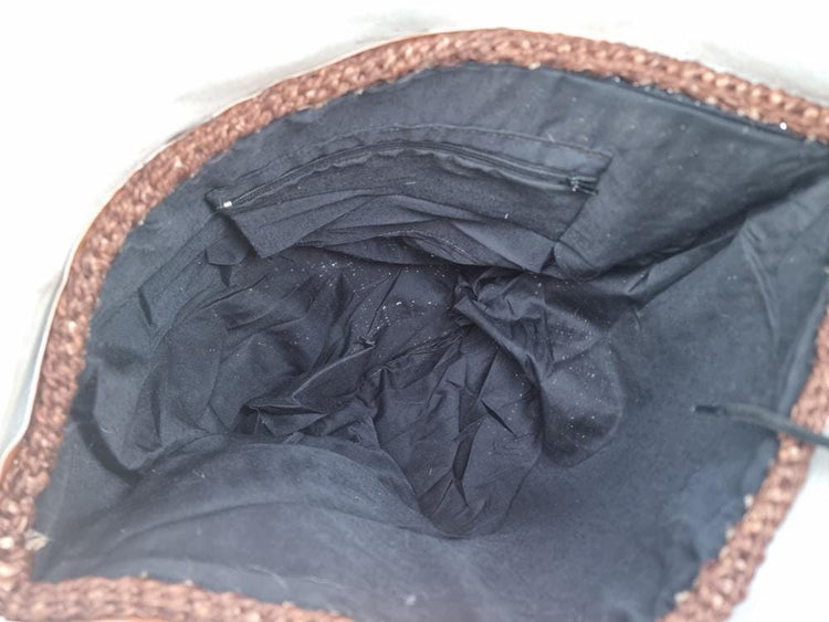 Extra Large Sisal Backpack: Vintage Leather Rucksack, Boho Travel Bag