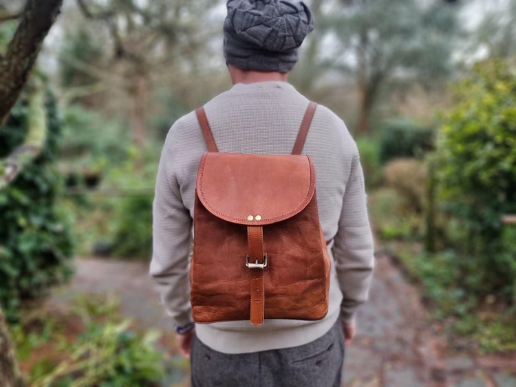 Convertible Leather Backpack Handbag: Unisex Rucksack, Vintage Boho Travel Bag