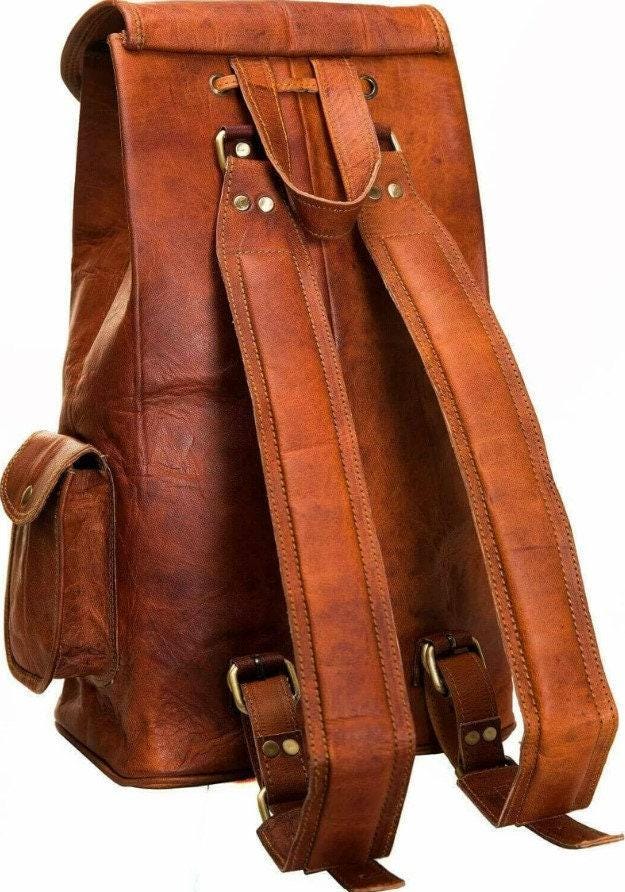 Large Leather Travel Backpack: 16" Unisex Rucksack, Laptop Bag