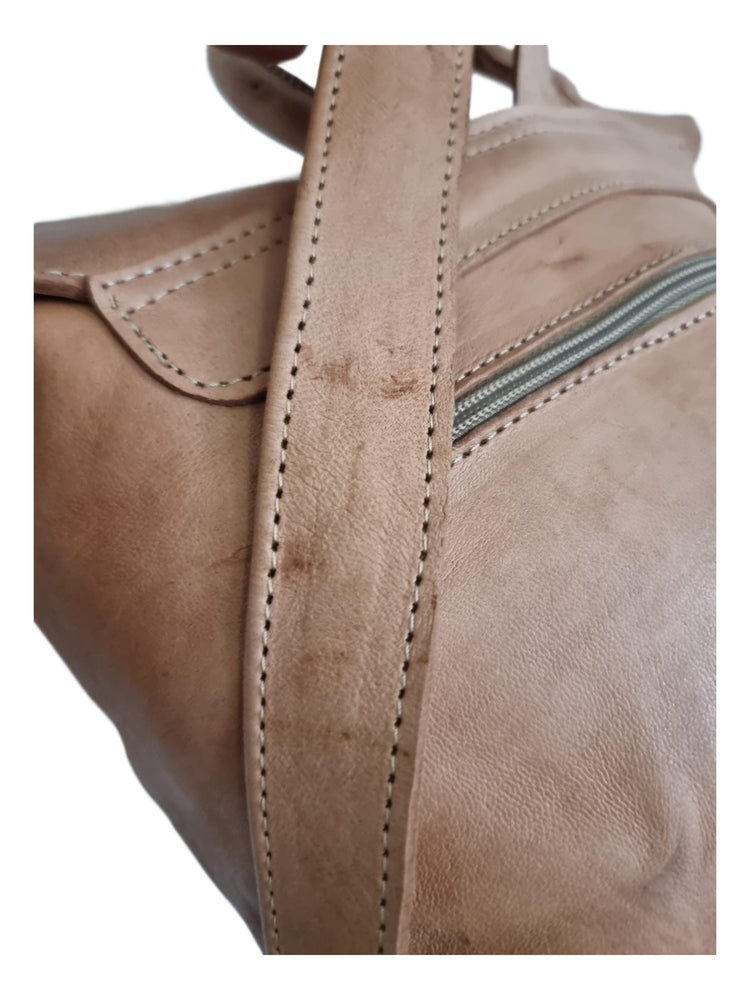 Large Tan Leather Backpack, Womens Rucksack, Handmade Moroccan Bag, Minimalist Travel Bag, Laptop Backpack for Women