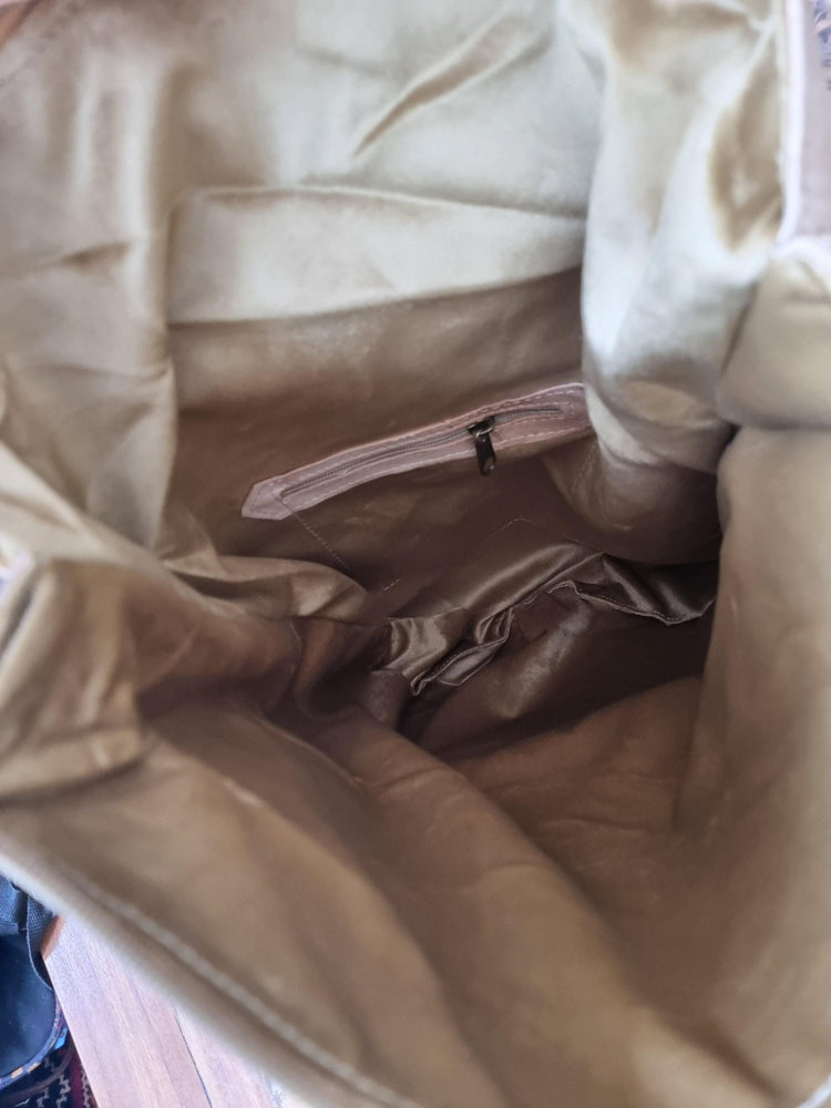 Large Tan Leather Backpack, Womens Rucksack, Handmade Moroccan Bag, Minimalist Travel Bag, Laptop Backpack for Women