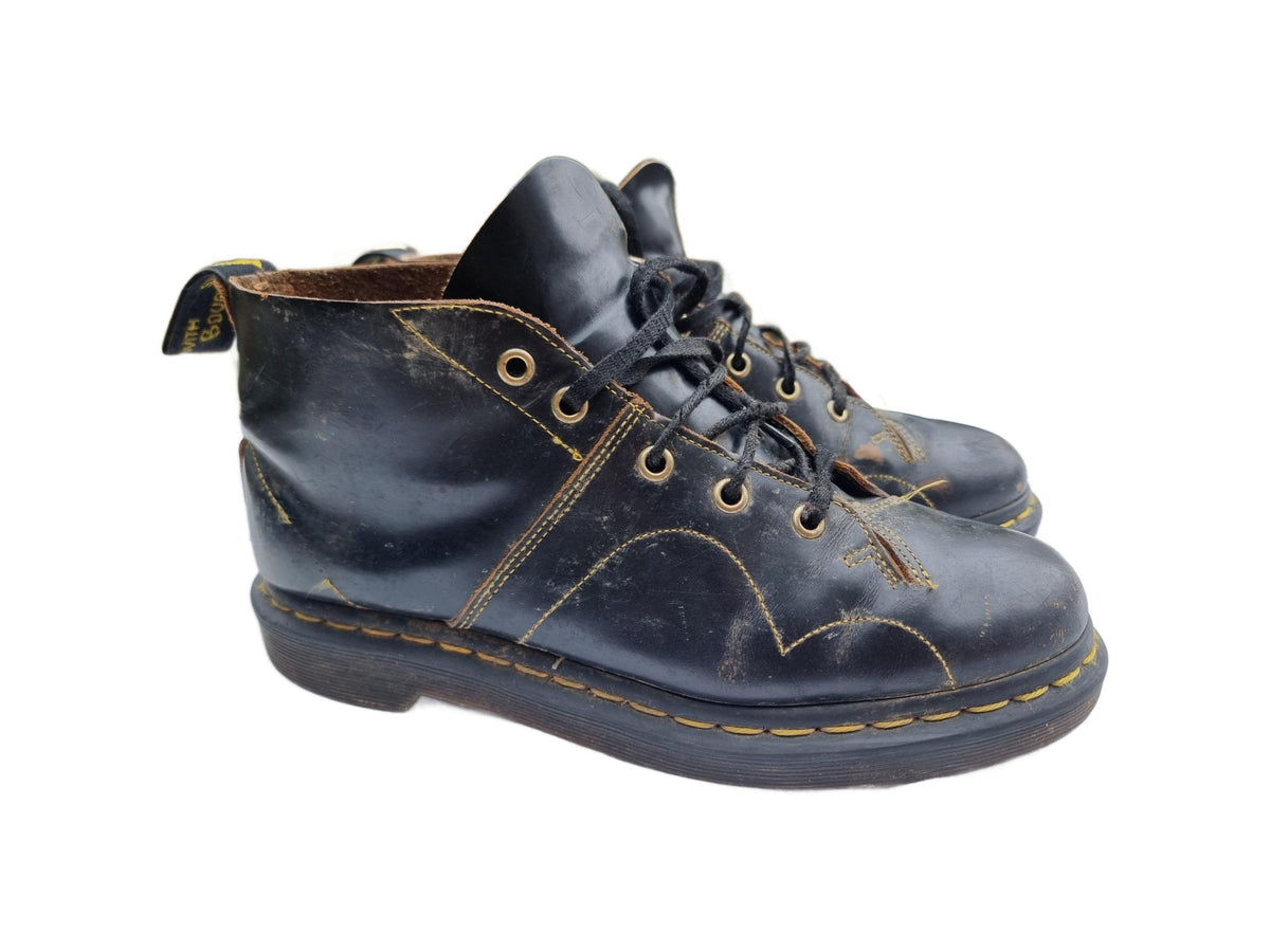 Vintage Dr Martens 10-Hole Leather Boots: Unisex Combat Biker Style - UK 7 / US 9