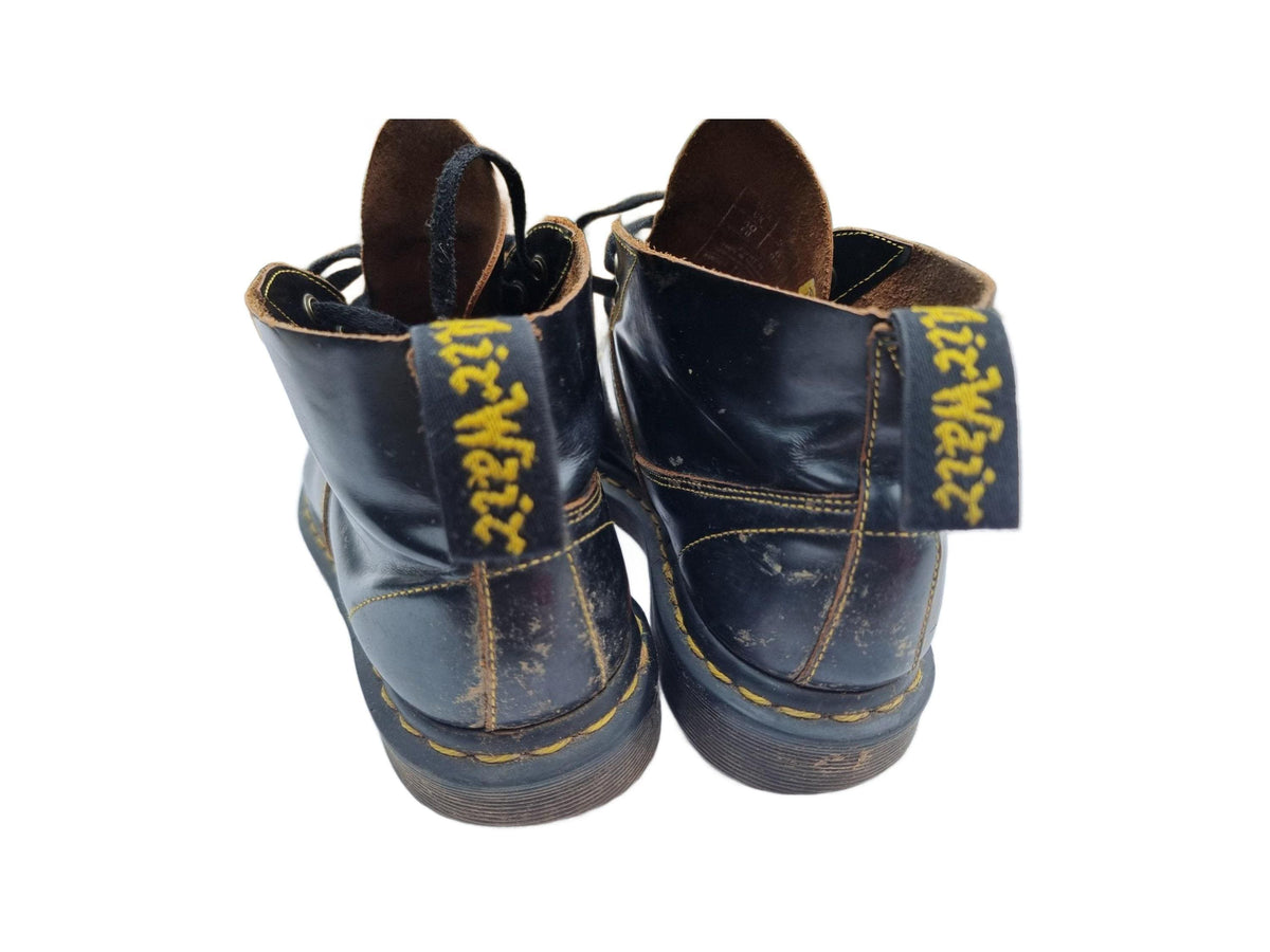 Vintage Dr Martens 10-Hole Leather Boots: Unisex Combat Biker Style - UK 7 / US 9