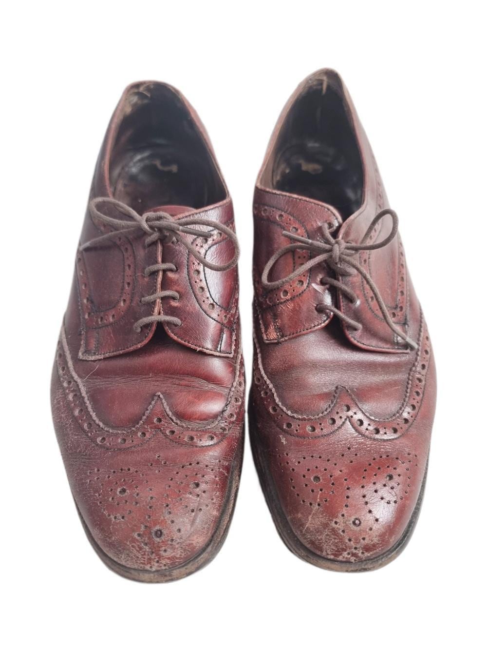Vintage Burgundy Leather Oxford Shoes, Retro Brogues, Unisex Leather Shoes, Hippie Boho Footwear, Handmade Oxfords, UK 6 EU 39
