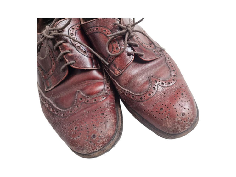 Vintage Burgundy Leather Oxford Shoes, Retro Brogues, Unisex Leather Shoes, Hippie Boho Footwear, Handmade Oxfords, UK 6 EU 39