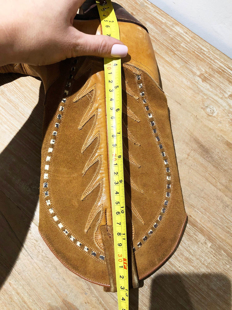 Vintage Cowboy Boots, Tan Brown Leather Western Boots, Genuine Leather Boots, Retro Cowgirl Boots, Unisex Western Shoes, EU 36 UK 3