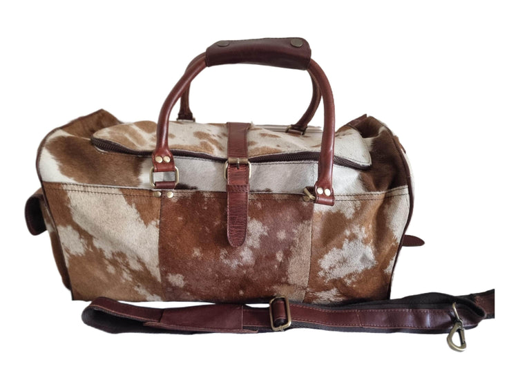 Cowhide Leather Duffle Bag for Men & Women, Large Western Weekender Travel Bag Overnight Carry On