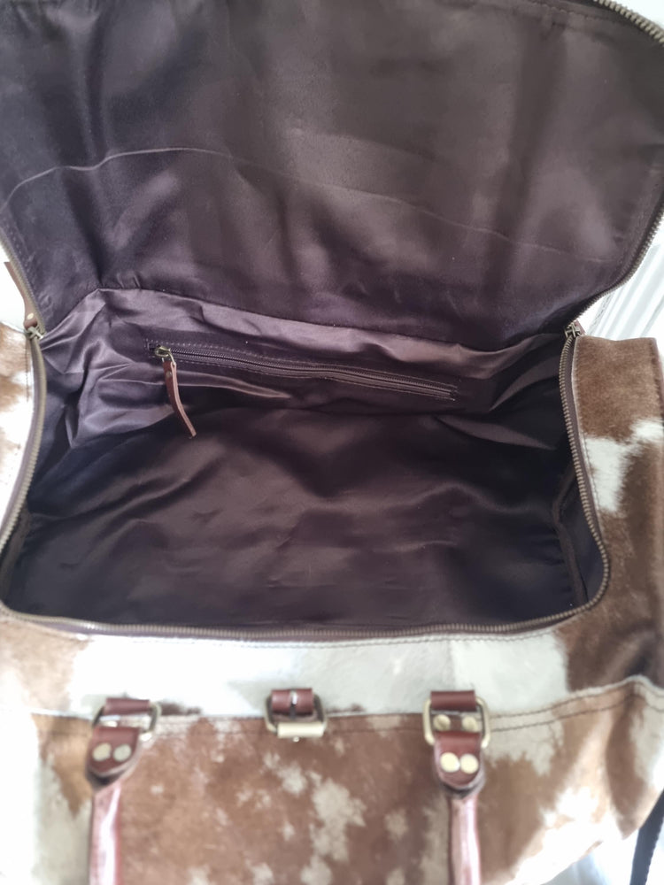 Cowhide Leather Duffle Bag for Men & Women, Large Western Weekender Travel Bag Overnight Carry On