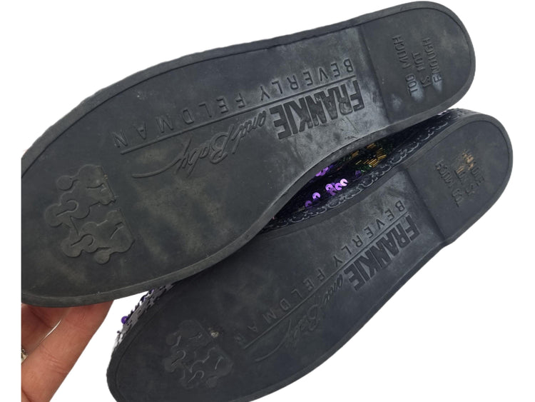 Sequin Beaded Leather Flats - Beverly Feldman - US 7 / EU 38