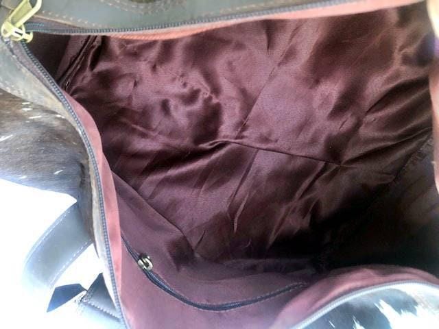 Cowhide Leather Weekender Bag: Medium Duffle, Adjustable Strap