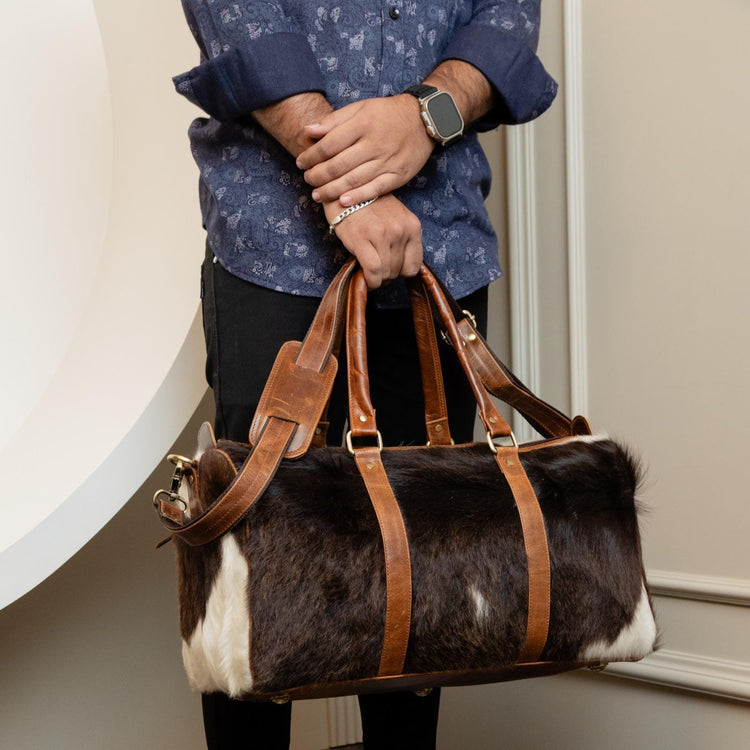 Cowhide Leather Duffle Bag: Large Travel Weekender, Unisex Carry-All