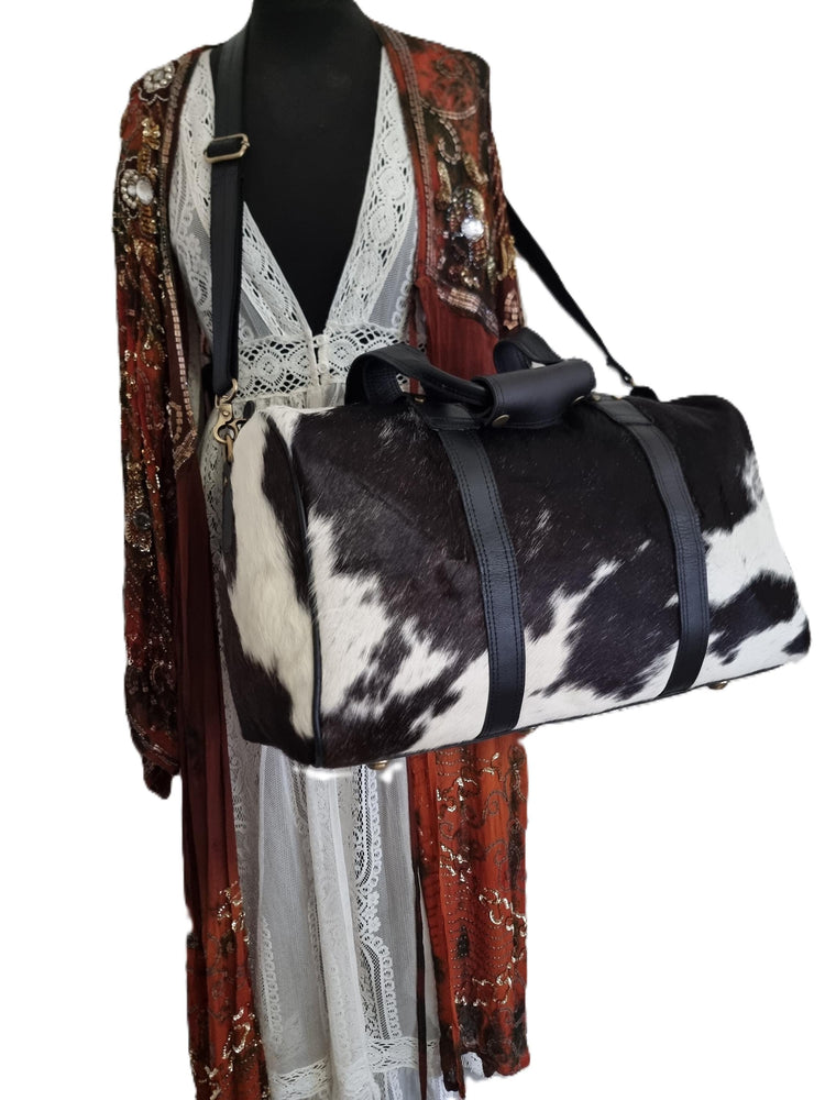 Cowhide Leather Travel Duffle Bag: Unisex Western Weekender