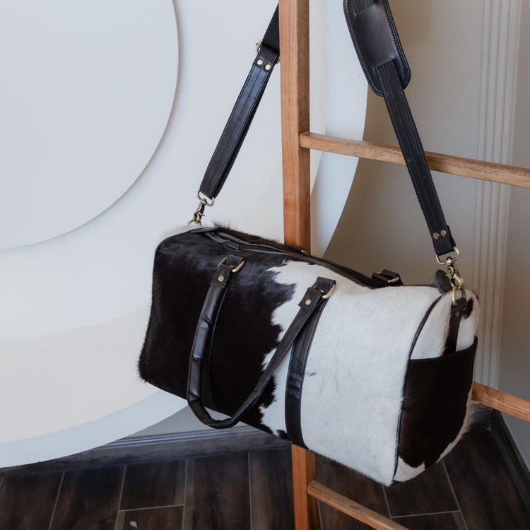 Cowhide Leather Travel Duffle Bag: Unisex Western Weekender