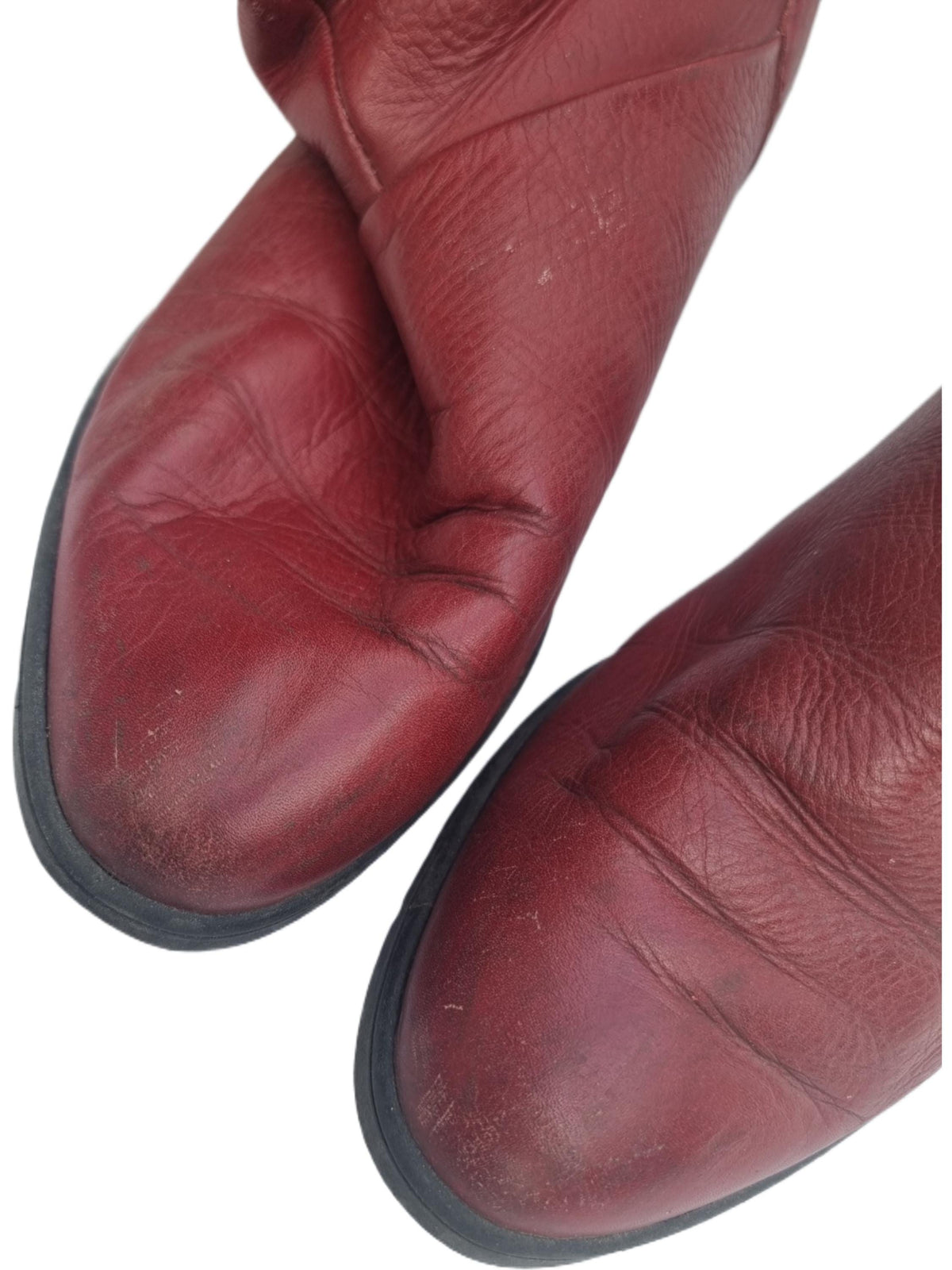 Burgundy Red Leather Winter Boots: Vintage 70s Shearling Lined, UK 6